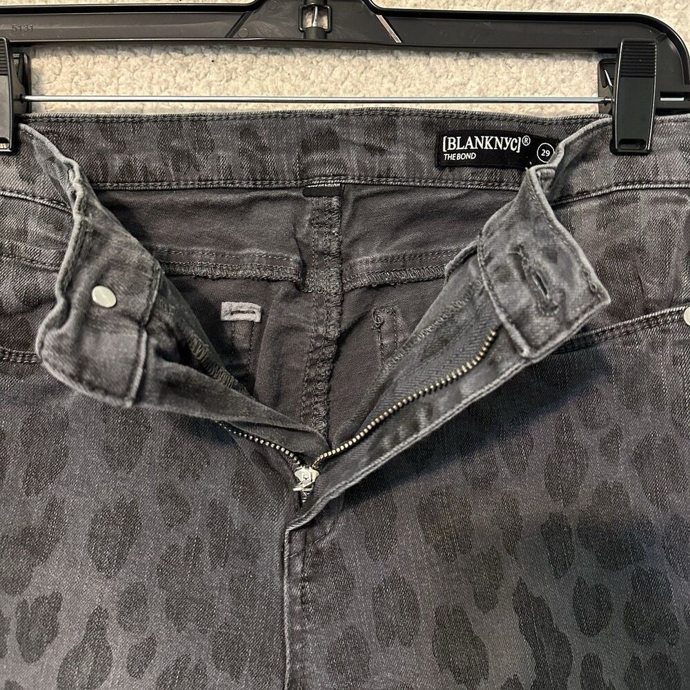 Blank NYC The Bond Ankle Skinny Jeans Womens Size 29 Gray Leopard Print Mid Rise - Picture 8 of 16